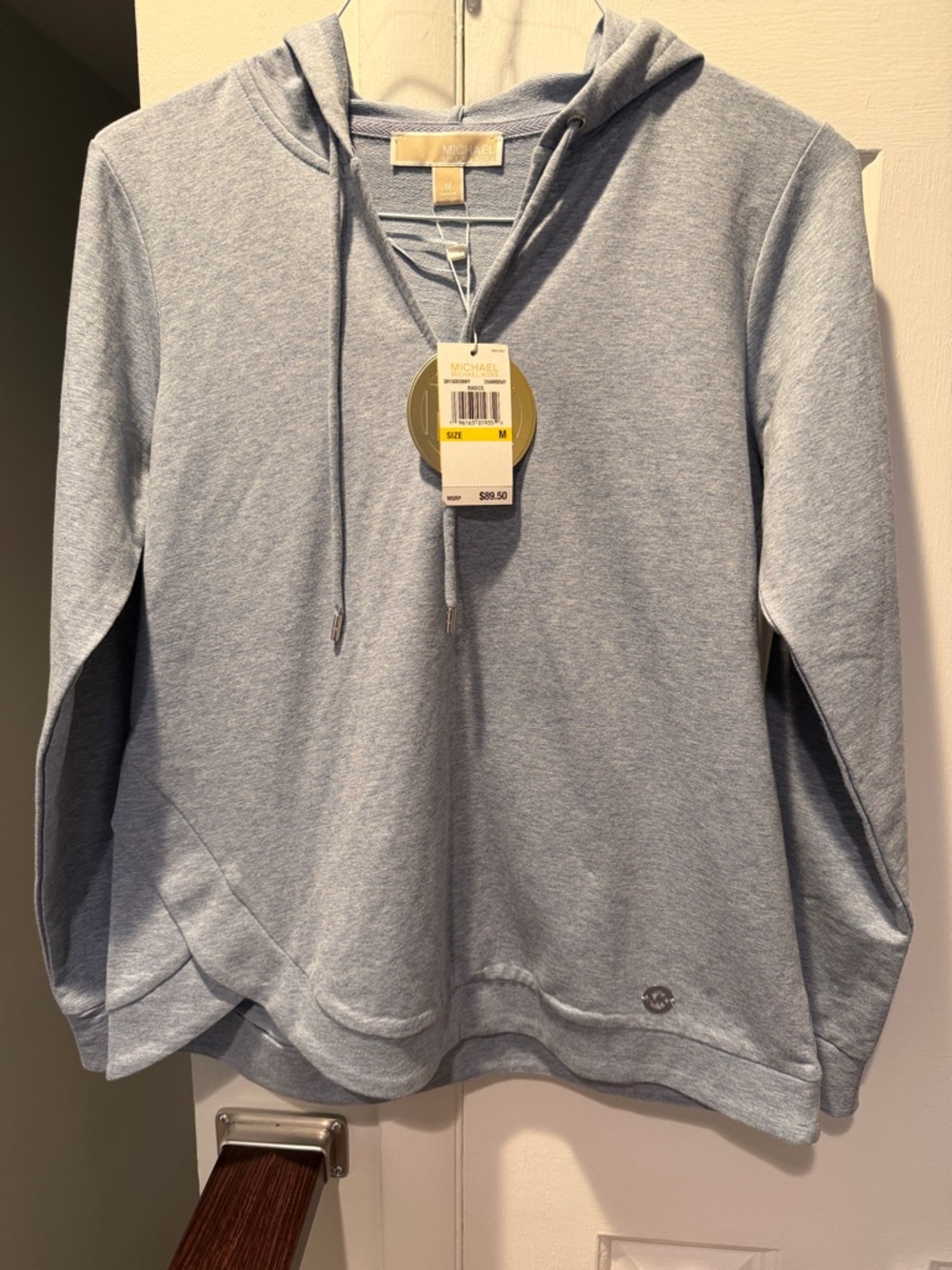 Michael Kors Light Blue Hooded V-Neck Pullover